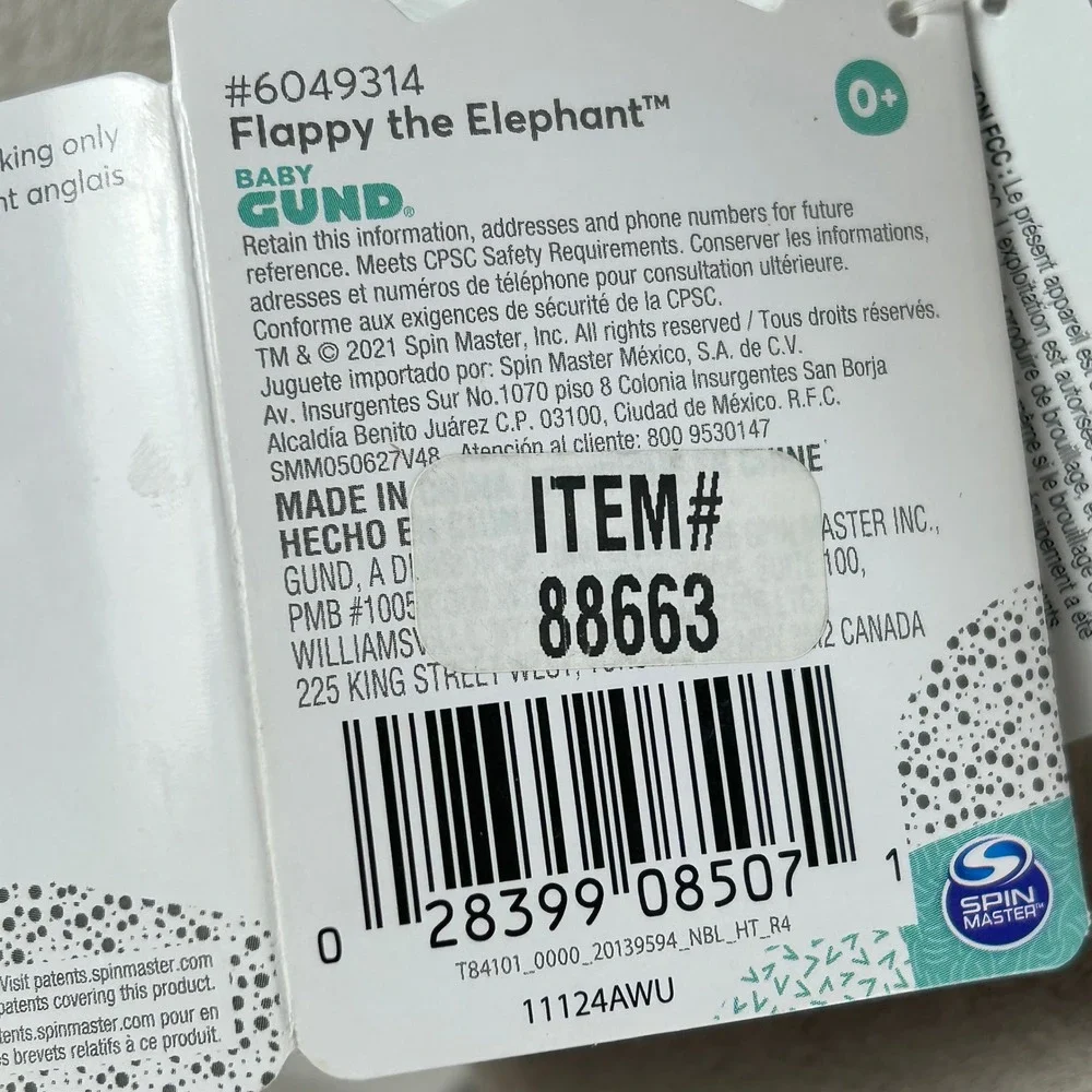 Baby GUND Flappy the Elephant Animated Plush Grey Singing Stuffed Toy NWT 12in